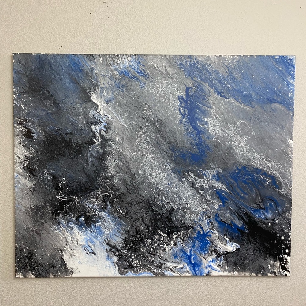 Handmade pouring acrylic painting.